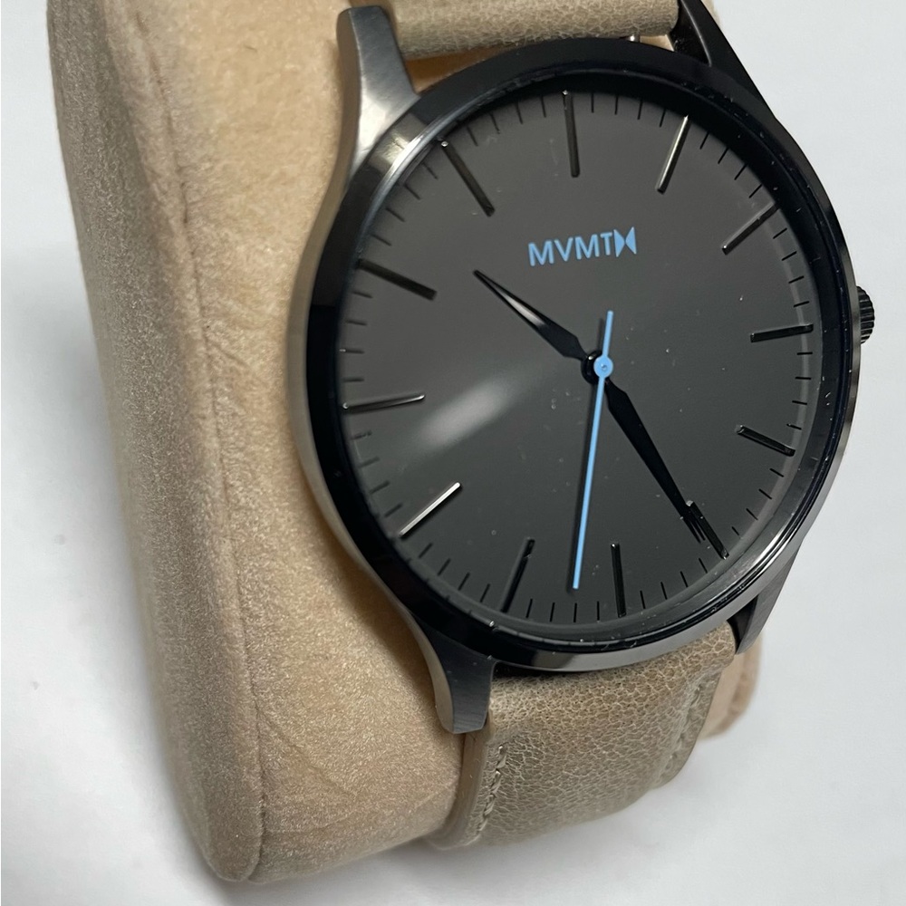 MVMT Classic Men's 45 MM Analog Black Tan Leather Strap, T05